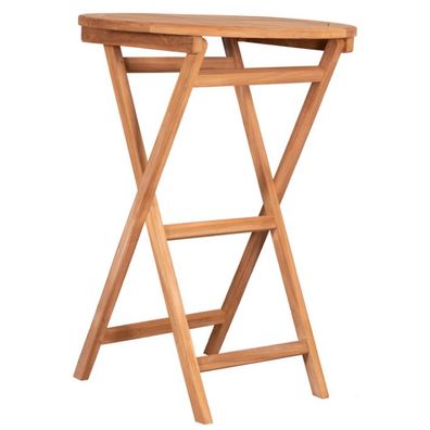 deVries Stehtisch "WOODIE" aus Teakholz Gartentisch rund klappbar Ø 80 x 110 cm