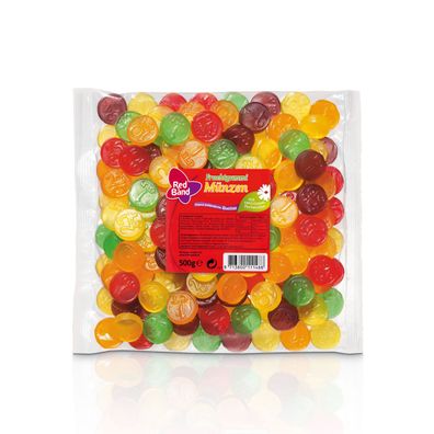 Red Band Fruchtgummi Münzen fruchtig süß 5fach sortiert 500g