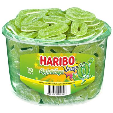 Haribo Saure Apfelringe Fruchtgummi mit Schaumzucker 150 Stück 1200g