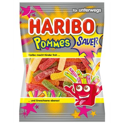 Haribo Pommes Sauer Saure gezuckerte Fruchtgummi Pommes 100g