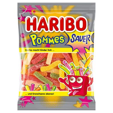 Haribo Pommes Sauer Saure gezuckerte Fruchtgummi Pommes 175g