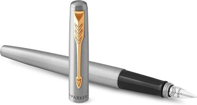 Parker Füllhalter Jotter Core Edelstahl GC - Goldzierteile M Geschenkbox