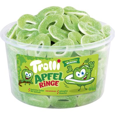 Trolli Saure Grüne Apfelringe Schaumgummi Fruchtgummi 150 Stück 1200g