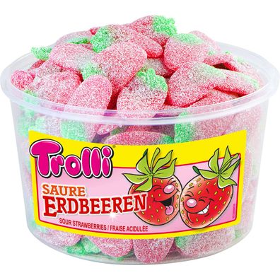 Trolli Saure Erdbeeren sauer gezuckerte Erdbeerfruchtgummis 1200g