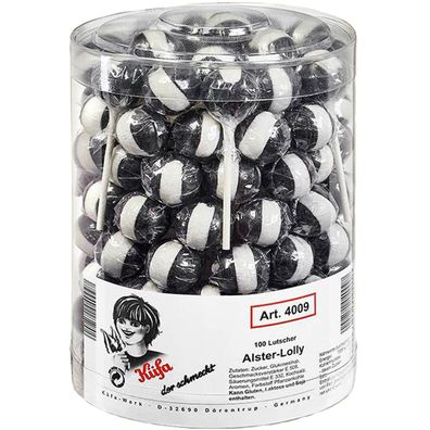 Küfa Alster Lolly Lutscher mit Lakritzgeschmack 100 Stück 1800g