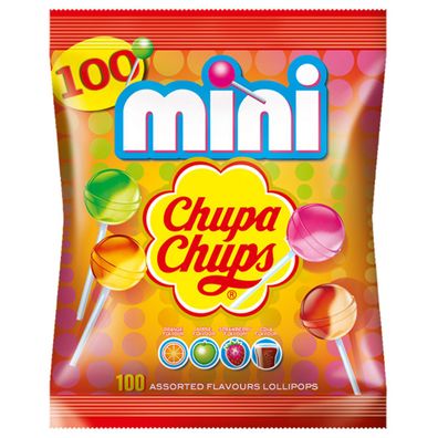 Chupa Chups Mini Lutscher Erdbeere Apfel Orange und Cola 600g