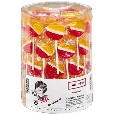 Küfa Lollipop Frucht Lutscher mit Fruchtgeschmack 100 Stück 1800g