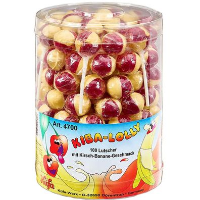 Küfa Kiba Lolly Lutscher mit Kirsch Banane Geschmack 100 Stück 1800g