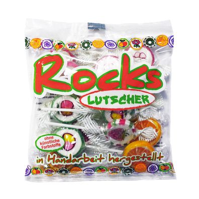 Rocks Lutscher einzeln gewickelte Lollis mit Fruchtmotiven 150g