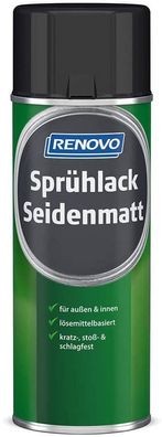 400ml Renovo Sprühlack Seidenmatt Verkehrsschwarz RAL9017