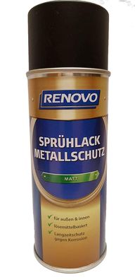 400ml Renovo Sprühlack Metallschutz Mattschwarz