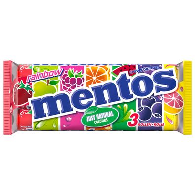 Mentos Rainbow 3 Rollen Kaudragees mit Fruchtgeschmack 7 Sorten 114g