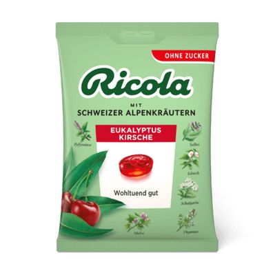 Ricola Eukalyptus Kirsche mit Schweizer Alpenkräutern ohne Zucker 75g