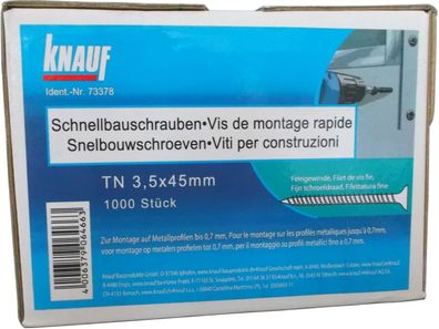 1000 Stk. Knauf Schnellbauschrauben TN45 3,5x45mm