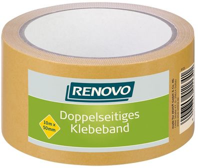 10m Renovo Klebeband doppelseitig, Teppichklebeband, 50mm, farblos