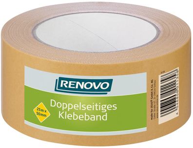 25m Renovo Klebeband doppelseitig, Teppichklebeband, 50mm, farblos