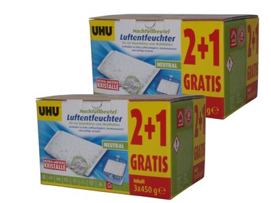 6x450g UHU Luftentfeuchter Nachfüllbeutel