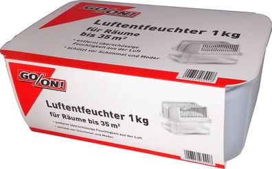 GO/ON Luftentfeuchter Gerät für Räume bis 35 m², 1,7 l, nachfüllbar + 1kg Salzg