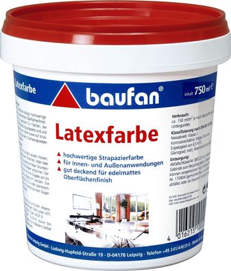 750ml BAUFAN Latexfarbe weiß