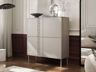 Kommode Tresse 4D mit 4 Türen Metallfüße Modern Schrank Kollektion Wohnzimmer