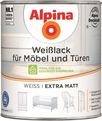 2L ALPINA Weißlack f. Möbel &amp; üren extra matt