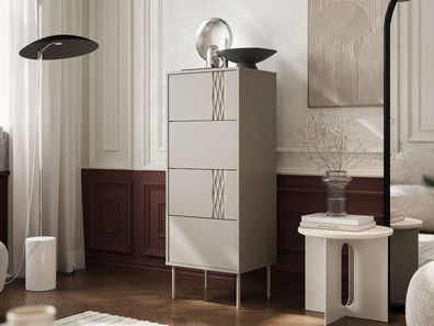 Kommode Tresse 4S mit Schubladen Schrank Modern Metallfüße Kollektion Wohnzimmer