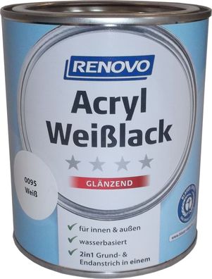 750ml Renovo Acryl Weißlack glänzend