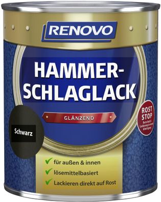 250ml Renovo Hammerschlaglack glänzend schwarz