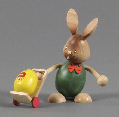 Osterhase Hase Stupsi" mit Trolley" Höhe 12cm NEU Osterfigur Holzhase