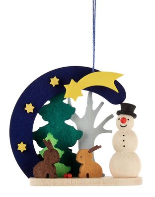 Baumbehang Behang Schneemann mit Hasen 7cm NEU Christbaumschmuck Weihnachtsbaum