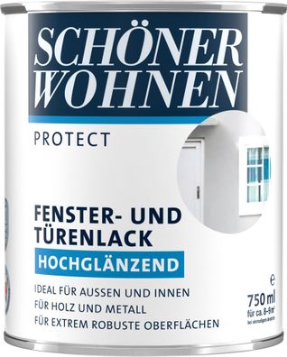 750ml Schöner Wohnen Protect Fenster- und Türenlack glänzend weiss