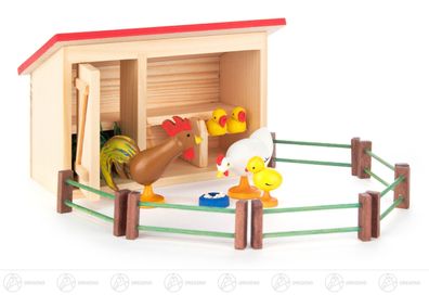 Miniatur Hühnerhof (13) BxHxT 13,5 cmx8,5 cmx6,5 cm NEU Erzgebirge Holzfigur