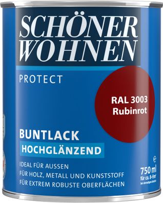 750ml Schöner Wohnen Protect Buntlack hochglänzend RAL 3003 Rubinrot