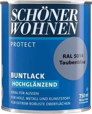 750ml Schöner Wohnen Protect Buntlack hochglänzend RAL 5014 Taubenblau