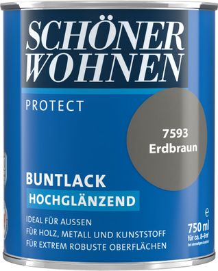 750ml Schöner Wohnen Protect Buntlack hochglänzend 7593 Erdbraun