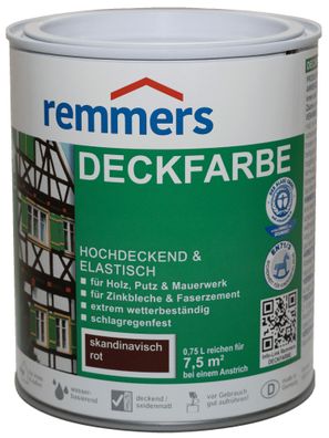 750ml Remmers Deckfarbe Skandinavish Rot