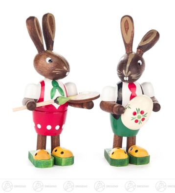 Ostern &amp; Frühjahr Hasenpaar Eiermaler H= 8 cm NEU Erzgebirge Osterhase Osterdeko