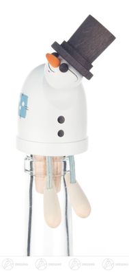 Flaschengeist Schneemann mit Zylinder H=ca 11 cm NEU Erzgebirge Weinkorken
