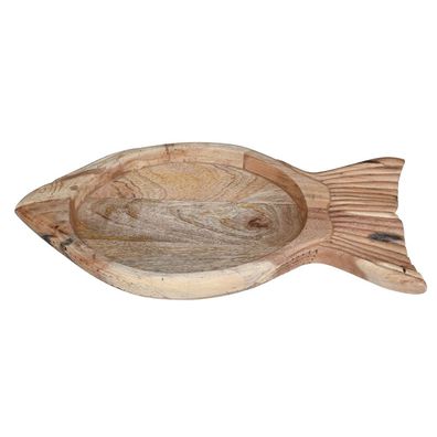 XXL-Holztablett FISCH braun Dekotablett Fischform L68cm Deko Beachhouse