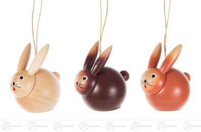 Ostern &amp; Frühjahr Behang Hasentrio H=ca 3,5 cm NEU Erzgebirge Strauchbehang