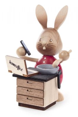 Osterhase "Stupsi" Homeoffice-Sonderedition 2021- 7,5x13,5x12 NEU Hase Holzhase