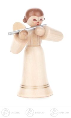 Engel mit Querflöte, langer Rock, natur H=ca 6 cm NEU Weihnachtsfigur Holzfigur