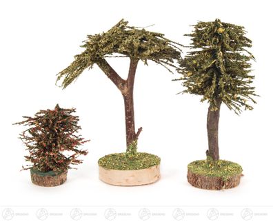 Bäume Verschiedene Bäume (3) H=ca 12,5 cm NEU Erzgebirge Holzbaum Weihnachtsbaum