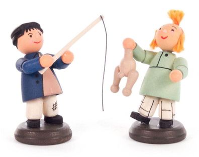 Holzfigur Max &amp; Moritz Höhe = 4cm NEU Erzgebirge Miniatur Holzfigur Sammelfigur