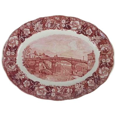 Servierplatte Palissy Thames River Scenes Rot