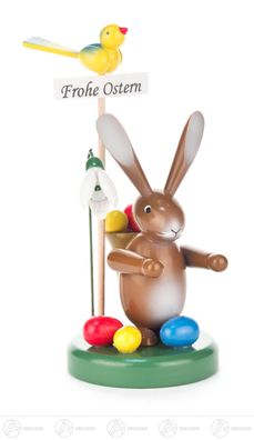 Hase "Frohe Ostern" mit Korb und Blume H=ca 13,5 cm NEU Erzgebirge Osterhase