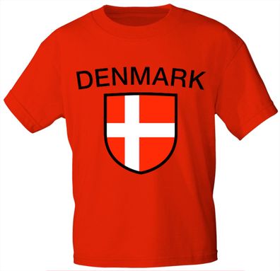 Kinder T-Shirt mit Print - Dänemark - 76039 rot - Gr. 98/104