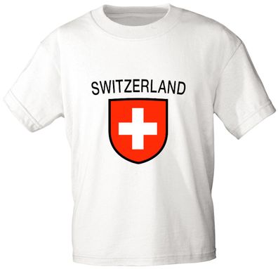 Kinder T-Shirt mit Print - Schweiz Switzerland - 76144 weiß - Gr. 86-164