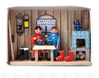 Miniatur Zündholzschachtel Hüttenzauber B= x H=ca 5,5 cmx4 cm NEU Erzgebirge