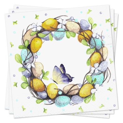 Servietten Eggs Wreath (20) BxH 33x33cm NEU Papierservietten Osterservietten